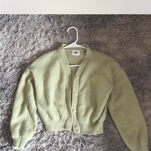 cropped matcha green cashmere cardigan
